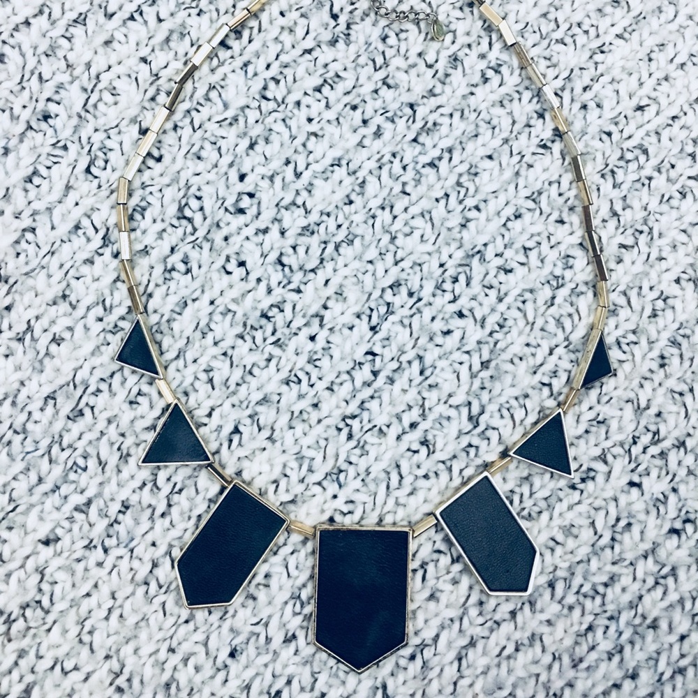 House of Harlow black leather station necklace